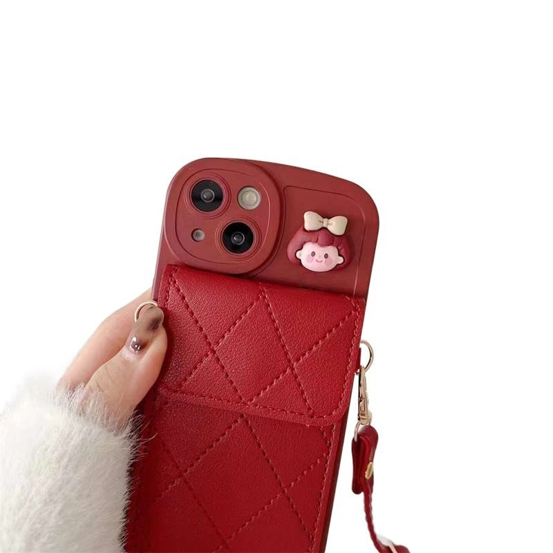 New Year Red Crossbody Card Holder With Lanyard