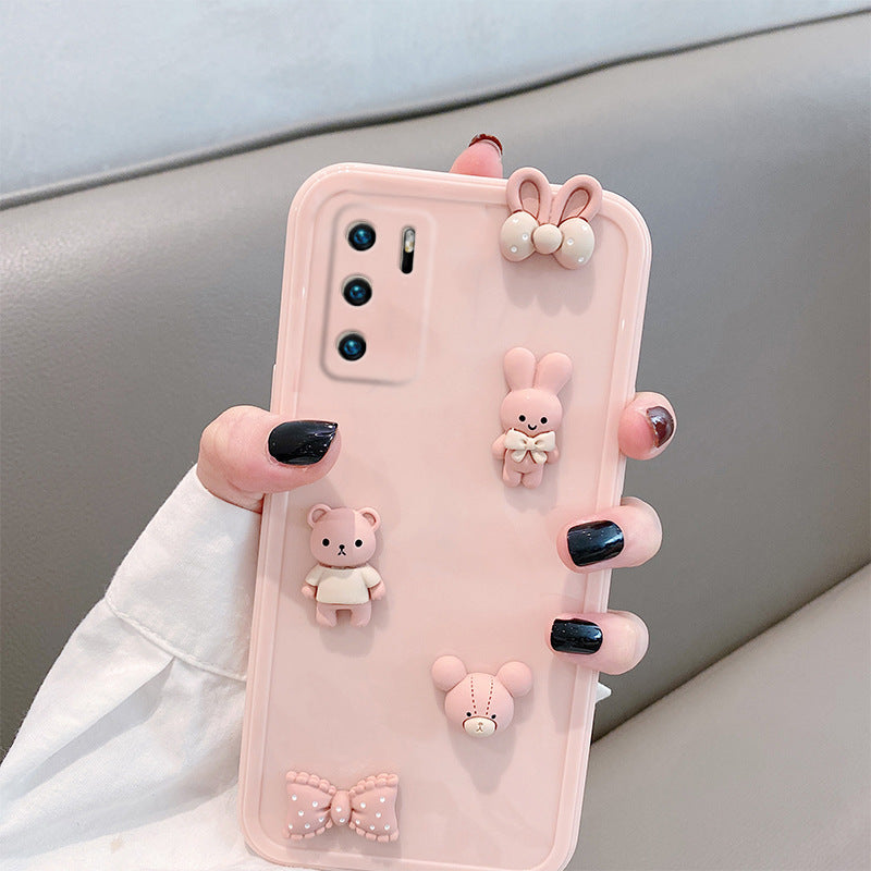 Three-dimensional Bowknot Bunny Mobile Phone Case Protective Cover Soft Shell Silicon