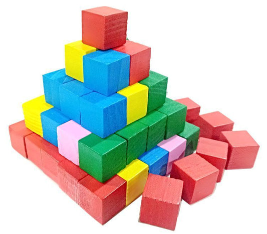 Cube Building Block Mathematics Teaching Aid Set Wood Square Puzzle Small