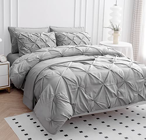 Queen Comforter Set White - 7 Pieces Bed in a Bag - Bedding Set with Comforters, Sheets, Pillowcases & Shams, Queen Size Bedding Set