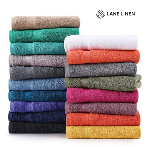 LANE LINEN 100% Cotton Bath Towels for Bathroom Set-Space Grey Bath Towel Set, 2 Luxury Bath Towels Extra Large, 4 Space Grey Hand Towels for Bathroom and 4 Washcloths Sets- 10 PC Bathroom Towels Set