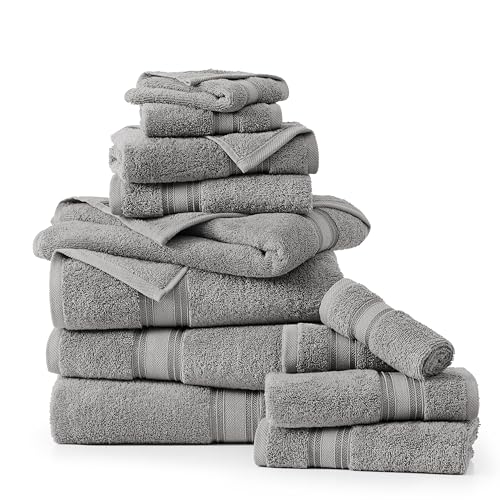 LANE LINEN Luxury Bath Towels Set - 6 Piece 100% CottonBathroom Zero Twist Shower Extra Absorbent Towel Super Soft 2 Hand Wash Cloths White