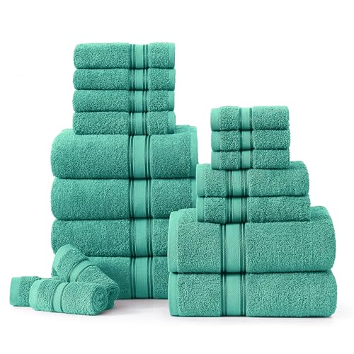 LANE LINEN Luxury Bath Towels Set - 6 Piece 100% CottonBathroom Zero Twist Shower Extra Absorbent Towel Super Soft 2 Hand Wash Cloths White