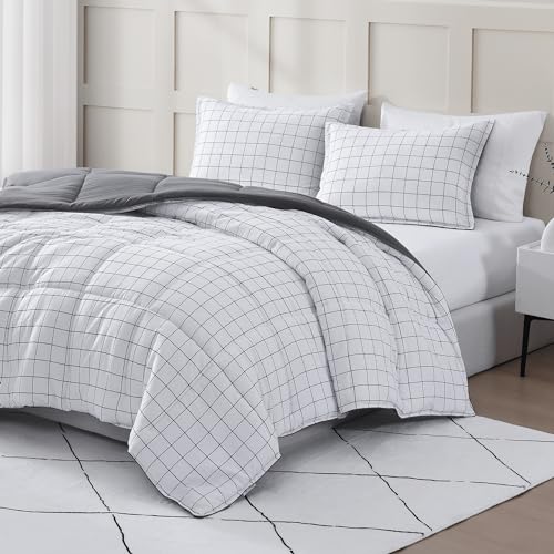 Comforter Set Queen Size - Goose Down Alternative – Washed Ultra-Soft - Premium All Season Warmth Bedding Set (Queen, French Blue)