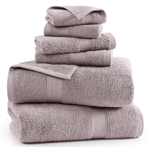 6 Piece Bath Towel Set - 100% Cotton Bathroom Towels, Extra Large Bath Towels, Hotel Towels, 2 Bath Towels Bathroom Sets, 2 Hand Towel for Bathroom, 2 Wash Cloths for Your Body and face - Rust