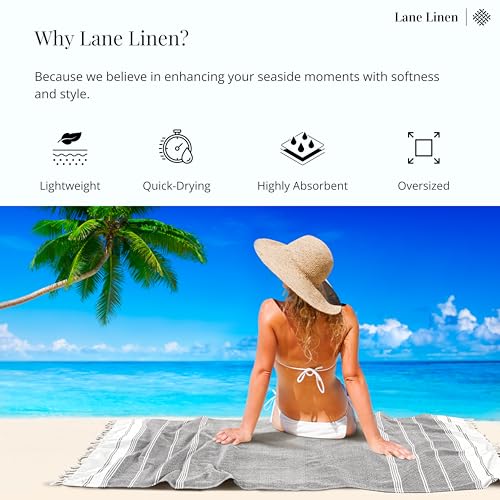 Lane Linen Beach Towels 6 Pack, 100% Cotton Oversized Beach Towel, Pre-Washed Large Beach Towel, Stylish Pool Towels For Adults, Quick Dry Beach Towel, Lightweight Travel Towel, 39"x71" - Multi Colors