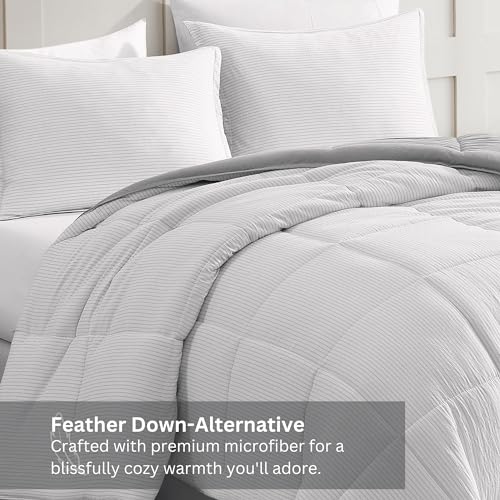 Comforter Set Queen Size - Goose Down Alternative – Washed Ultra-Soft - Premium All Season Warmth Bedding Set (Queen, French Blue)