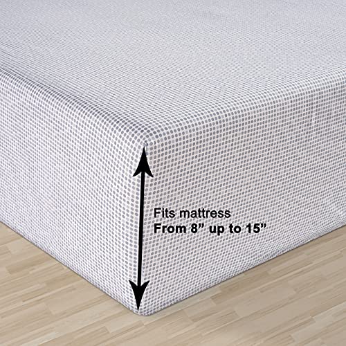 Lane Linen 100% Organic Cotton Fitted Sheet Queen Size only, 3-Piece Set (1 Fitted Sheet, 2 Pillowcases), Percale Weave, Cotton Sheet, Soft, Breathable, Fits Mattress Upto 15' Deep - White