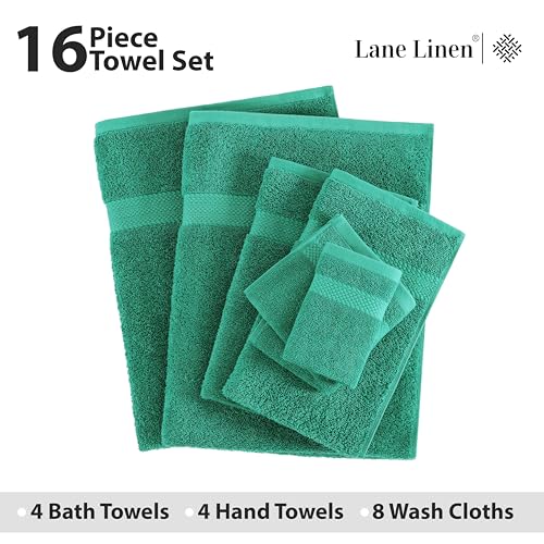 LANE LINEN 100% Cotton Bath Towels for Bathroom Set-Space Grey Bath Towel Set, 2 Luxury Bath Towels Extra Large, 4 Space Grey Hand Towels for Bathroom and 4 Washcloths Sets- 10 PC Bathroom Towels Set