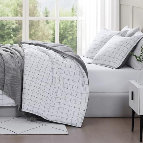 Comforter Set Queen Size - Goose Down Alternative – Washed Ultra-Soft - Premium All Season Warmth Bedding Set (Queen, French Blue)