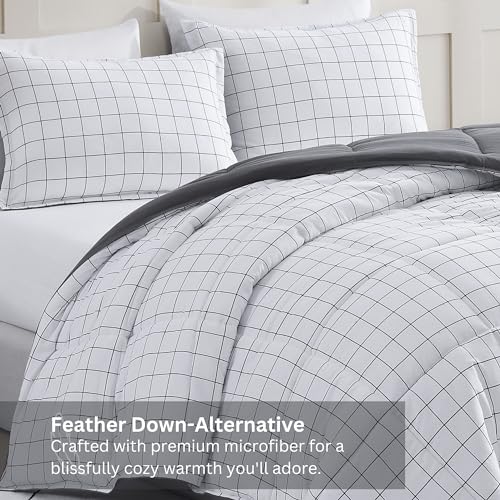 Comforter Set Queen Size - Goose Down Alternative – Washed Ultra-Soft - Premium All Season Warmth Bedding Set (Queen, French Blue)