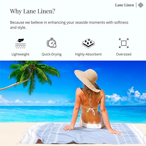 Lane Linen Beach Towels 6 Pack, 100% Cotton Oversized Beach Towel, Pre-Washed Large Beach Towel, Stylish Pool Towels For Adults, Quick Dry Beach Towel, Lightweight Travel Towel, 39"x71" - Multi Colors