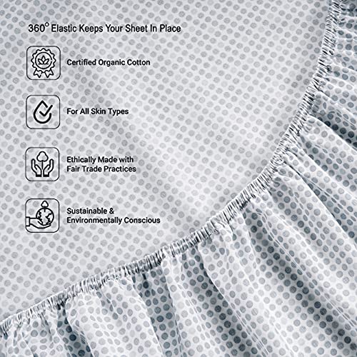 Lane Linen 100% Organic Cotton Fitted Sheet Queen Size only, 3-Piece Set (1 Fitted Sheet, 2 Pillowcases), Percale Weave, Cotton Sheet, Soft, Breathable, Fits Mattress Upto 15' Deep - White