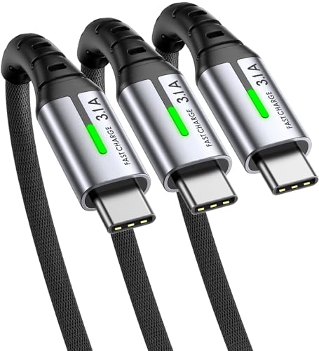 INIU USB C Cable, [3 Pack, 1.6+6.6+6.6ft] 3.1A QC3.0 Type C Cable Fast Charge, Nylon Braided USB A to USB C Cable for iPhone 16 15 Samsung S23 S22 Note 10 LG Google OnePlus Huawei Xiaomi etc