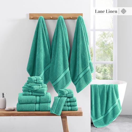 LANE LINEN Luxury Bath Towels Set - 6 Piece 100% CottonBathroom Zero Twist Shower Extra Absorbent Towel Super Soft 2 Hand Wash Cloths White