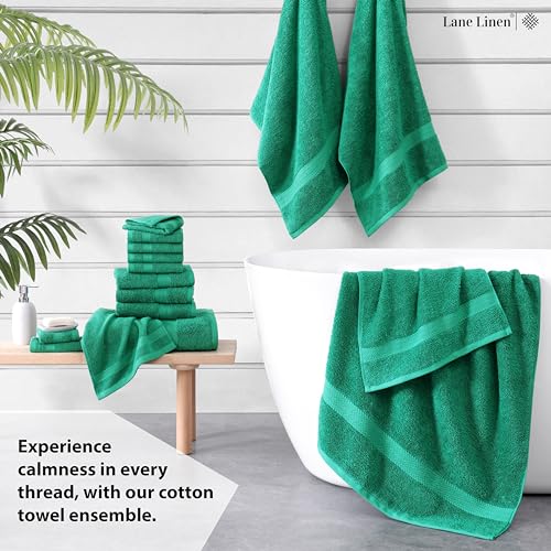 LANE LINEN 100% Cotton Bath Towels for Bathroom Set-Space Grey Bath Towel Set, 2 Luxury Bath Towels Extra Large, 4 Space Grey Hand Towels for Bathroom and 4 Washcloths Sets- 10 PC Bathroom Towels Set