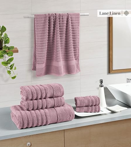 LANE LINEN Large Bath Towels - 100% Cotton Bath Sheets, Extra Large Bath Towels, Zero Twist, 4 Piece Bath Sheet Set, Quick Dry, Super Soft Shower Towels, Absorbent Bathroom Towels - Pearl Blush