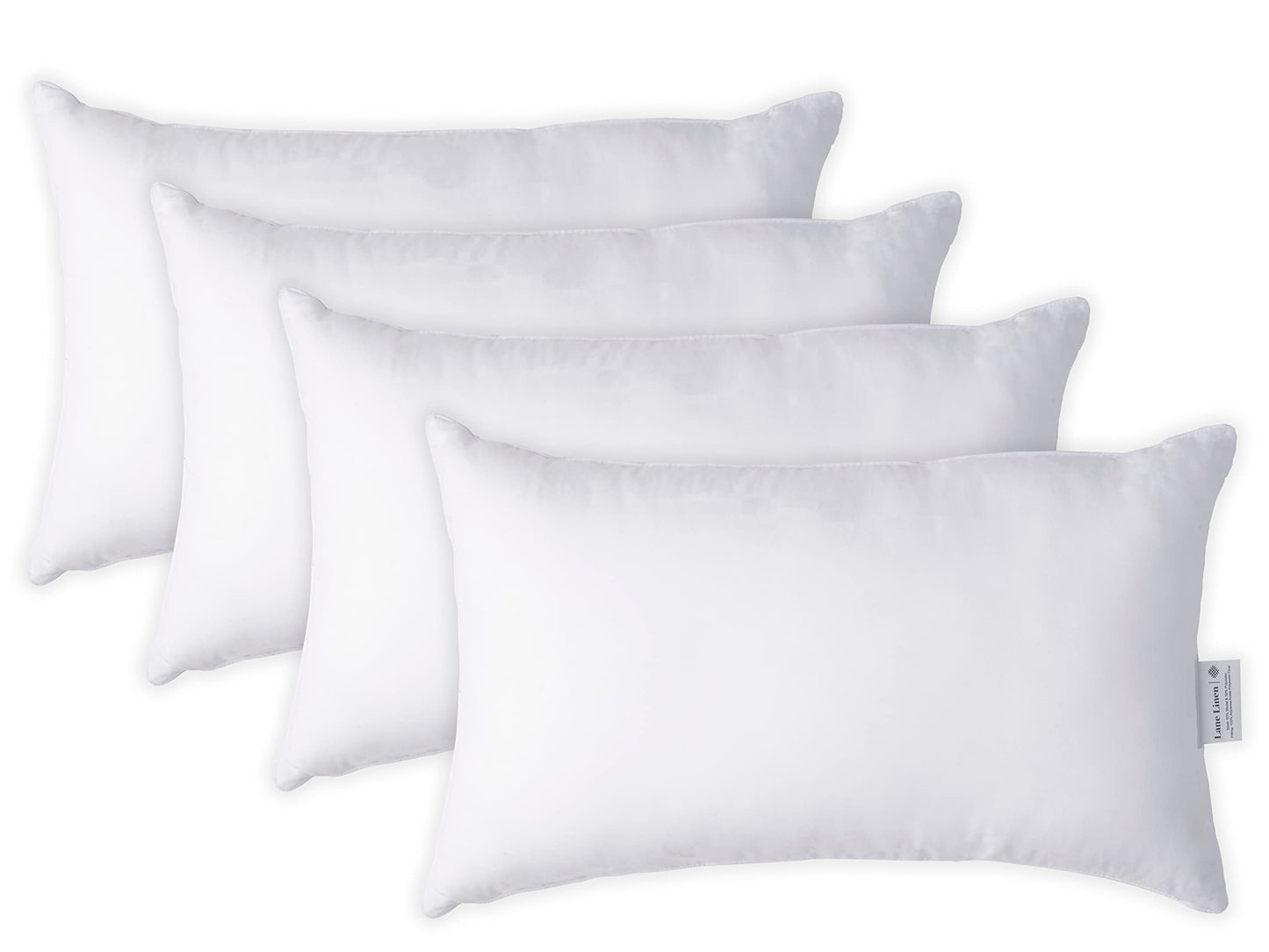 LANE LINEN 12x20 Pillow Insert - Set of 4 White Decorative Pillow for Sofa Bed, Fluffy Pillow Inserts for Throw Pillow Covers, Throw Pillows for Bed, Couch Pillows for Living Room, Bed Pillows