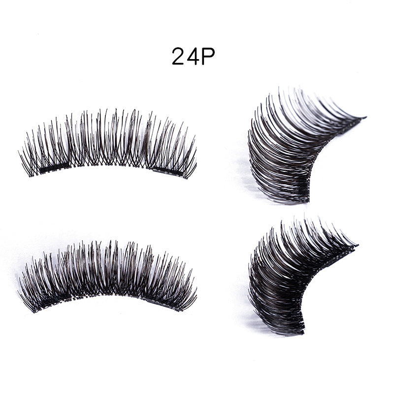 3D double magnet false eyelashes 24P double magnet false Mascara free magnetic false eyelash double magnet eyelashes