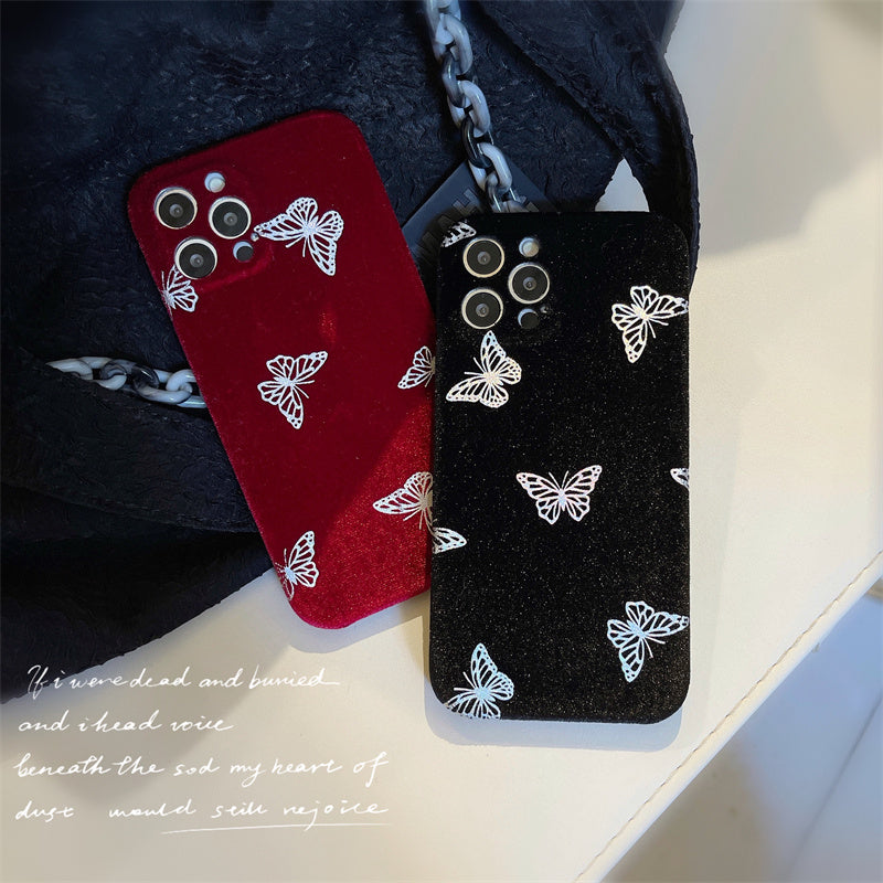 Plush New Dark Butterfly Phone Case Drop Resistant