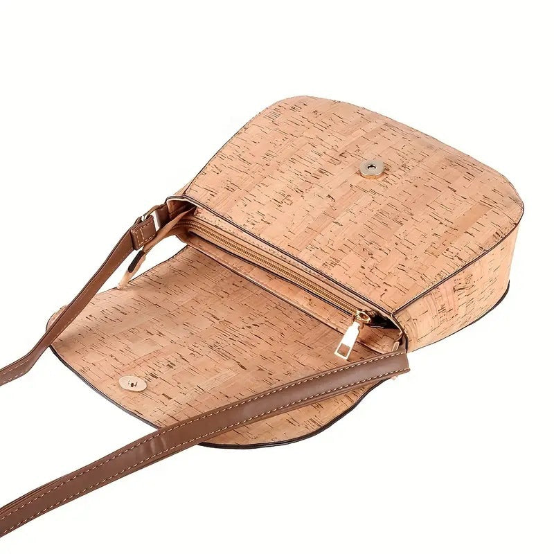 New Cork Printed Flip Saddle Bag Versatile Casual