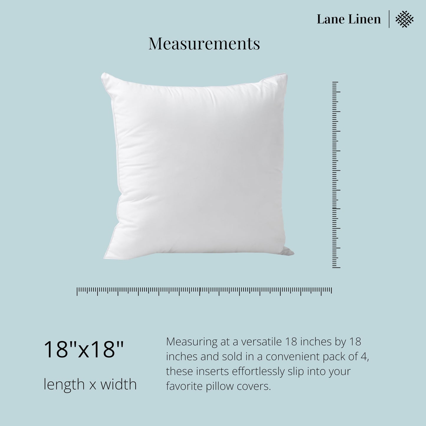 LANE LINEN 12x20 Pillow Insert - Set of 4 White Decorative Pillow for Sofa Bed, Fluffy Pillow Inserts for Throw Pillow Covers, Throw Pillows for Bed, Couch Pillows for Living Room, Bed Pillows