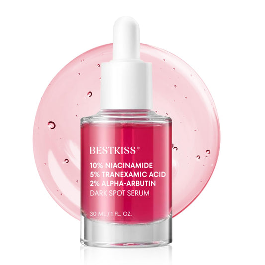Bestkiss 10% Niacinamide + 5% Tranexamic Acid + 2% Alpha-Arbutin Dark Spot Serum with Ceramides Hyaluronic Acid Centella Asiatica - Vegan Fragrance Free Cruelty Free 30mL