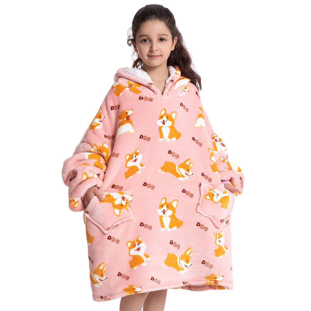 Wenlia Oversized Blanket Hoodie for Adult and Kids, Stylish Sherpa Hoodie Blanket Super Warm Sweatshirt One Size Fits All