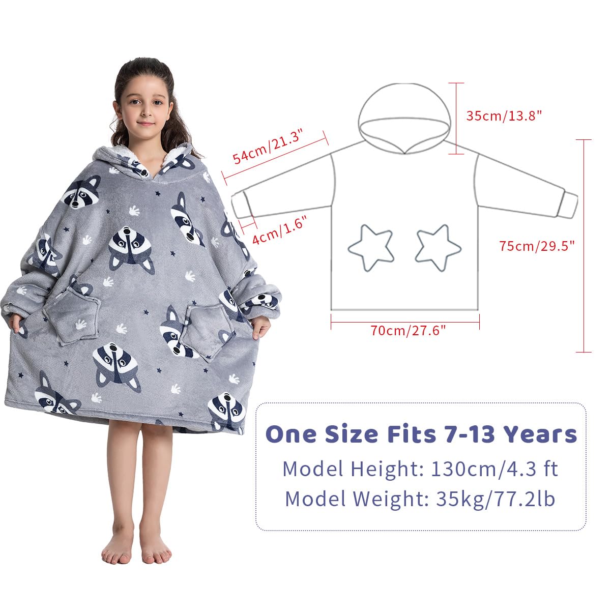 Wenlia Oversized Blanket Hoodie for Adult and Kids, Stylish Sherpa Hoodie Blanket Super Warm Sweatshirt One Size Fits All