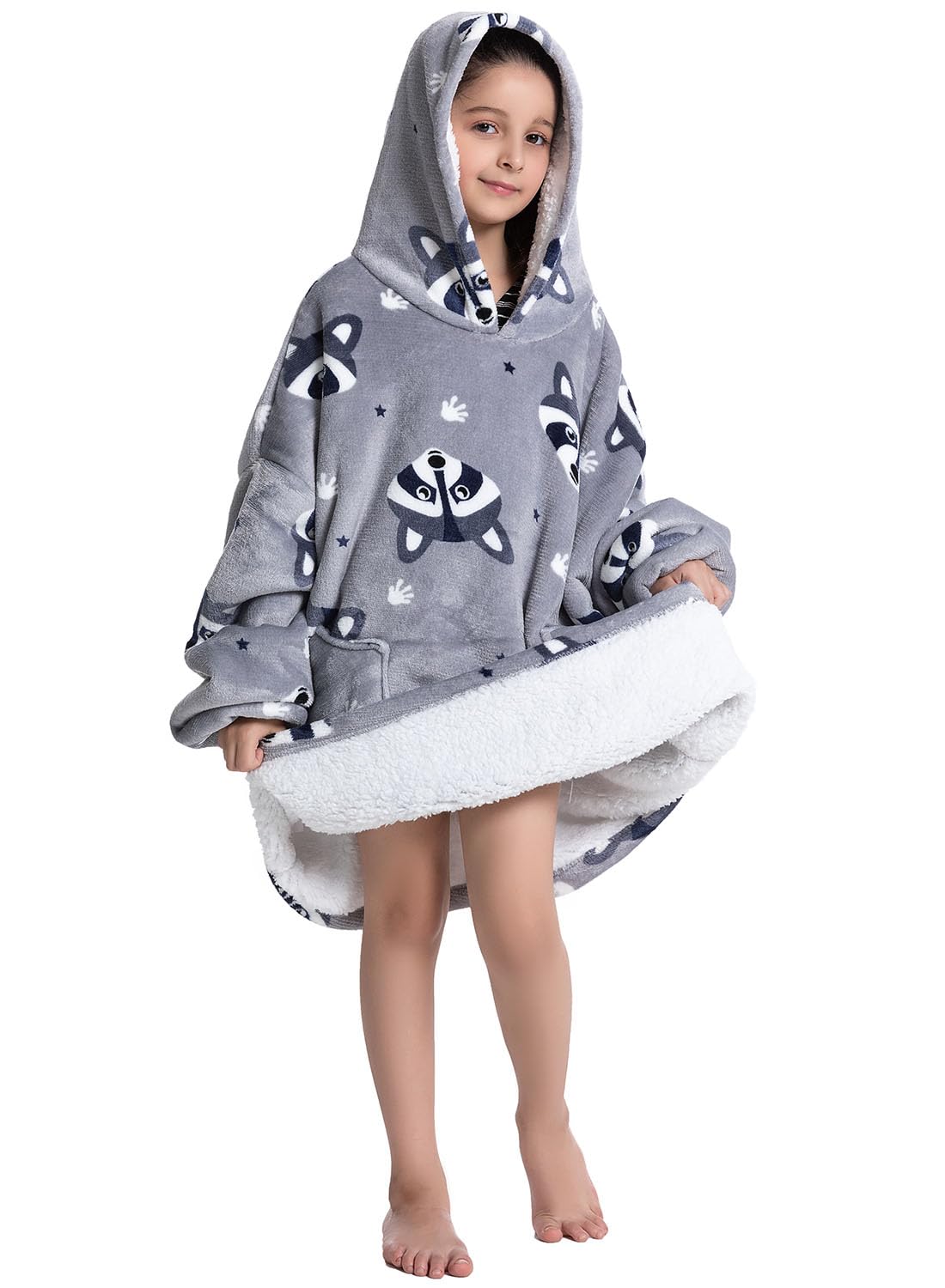 Wenlia Oversized Blanket Hoodie for Adult and Kids, Stylish Sherpa Hoodie Blanket Super Warm Sweatshirt One Size Fits All