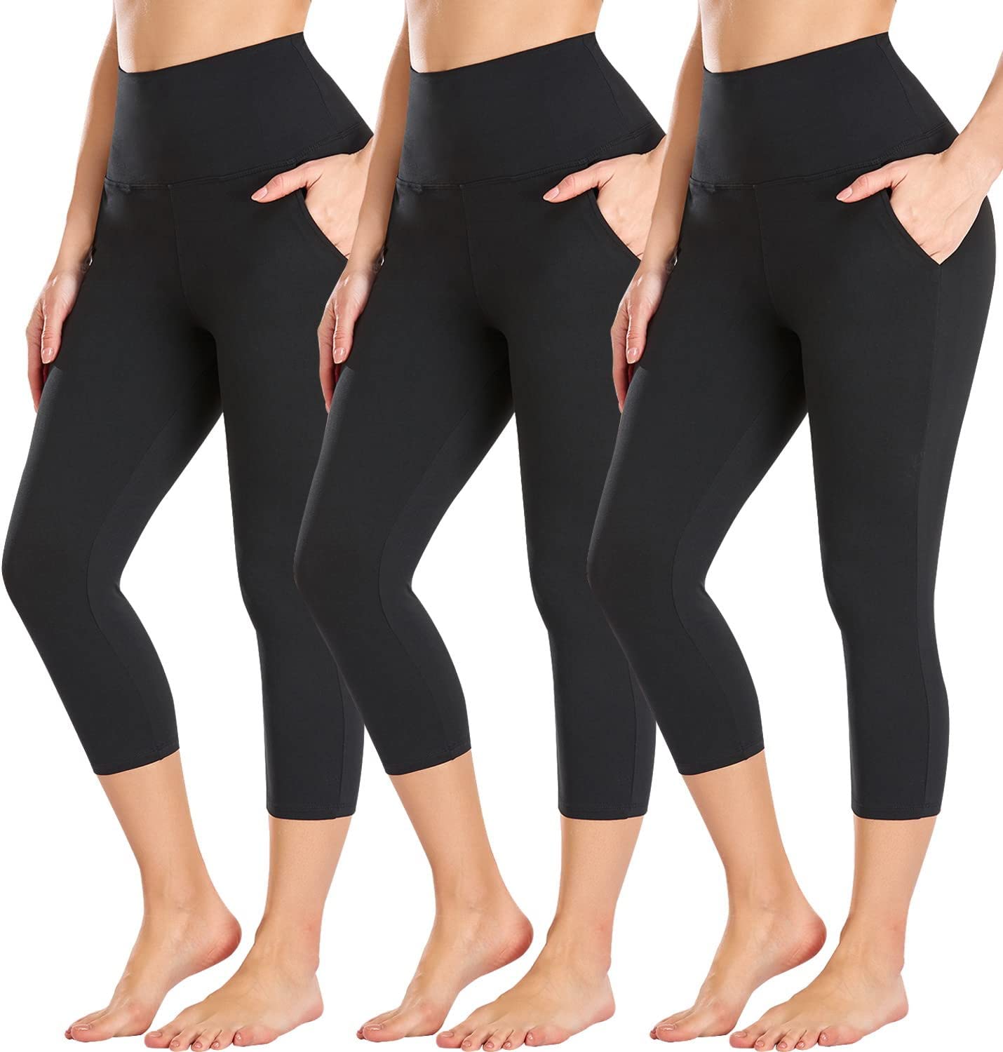 DHSO 3 Pack Leggings for Women, High Waist Tummy Control Yoga Pants Non See-Through Workout Running Tights
