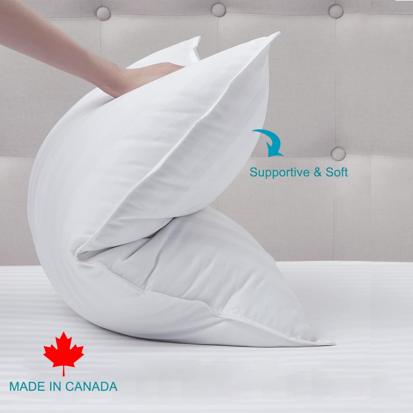 Pillows Queen Size 4 Pack - Premium Down Alternative Made in Canada Hotel Pillows - Bed Pillows for Stomach, Back and Side Sleeper - Supportive and Firm Pillows