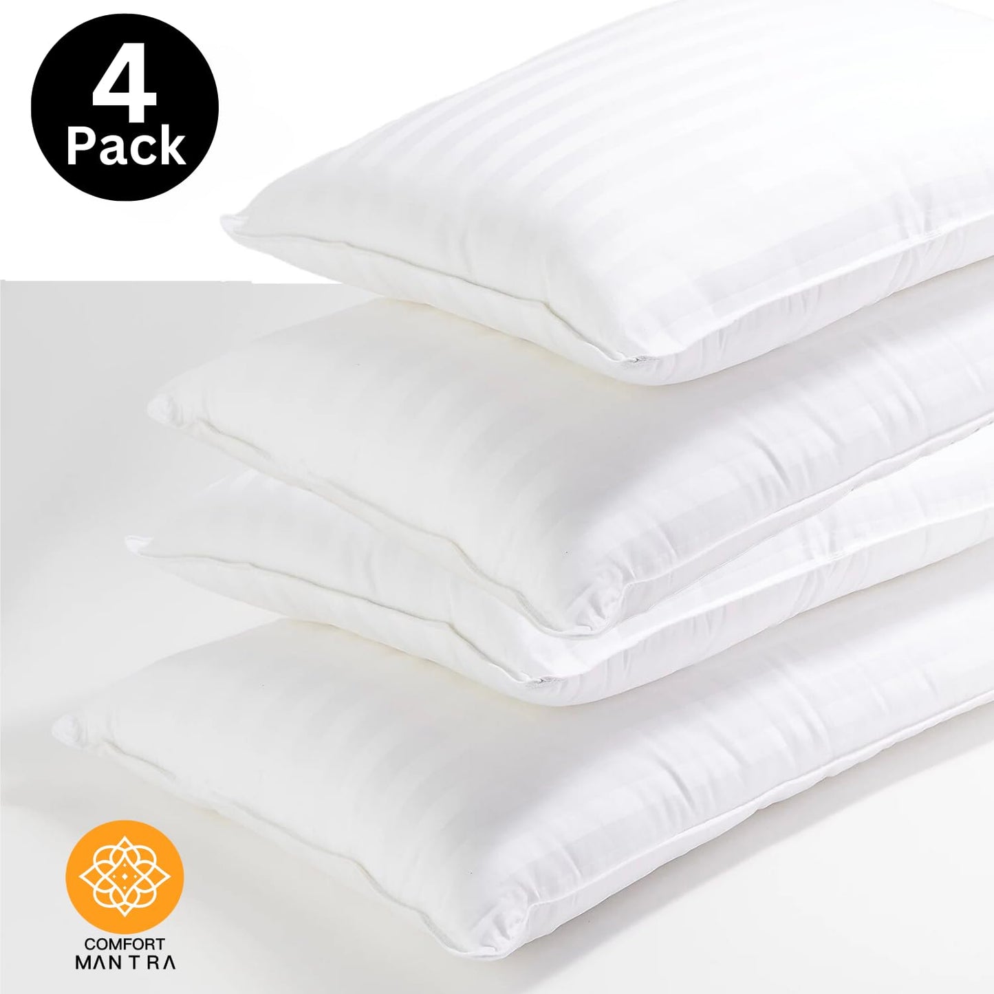 Pillows Queen Size 4 Pack - Premium Down Alternative Made in Canada Hotel Pillows - Bed Pillows for Stomach, Back and Side Sleeper - Supportive and Firm Pillows