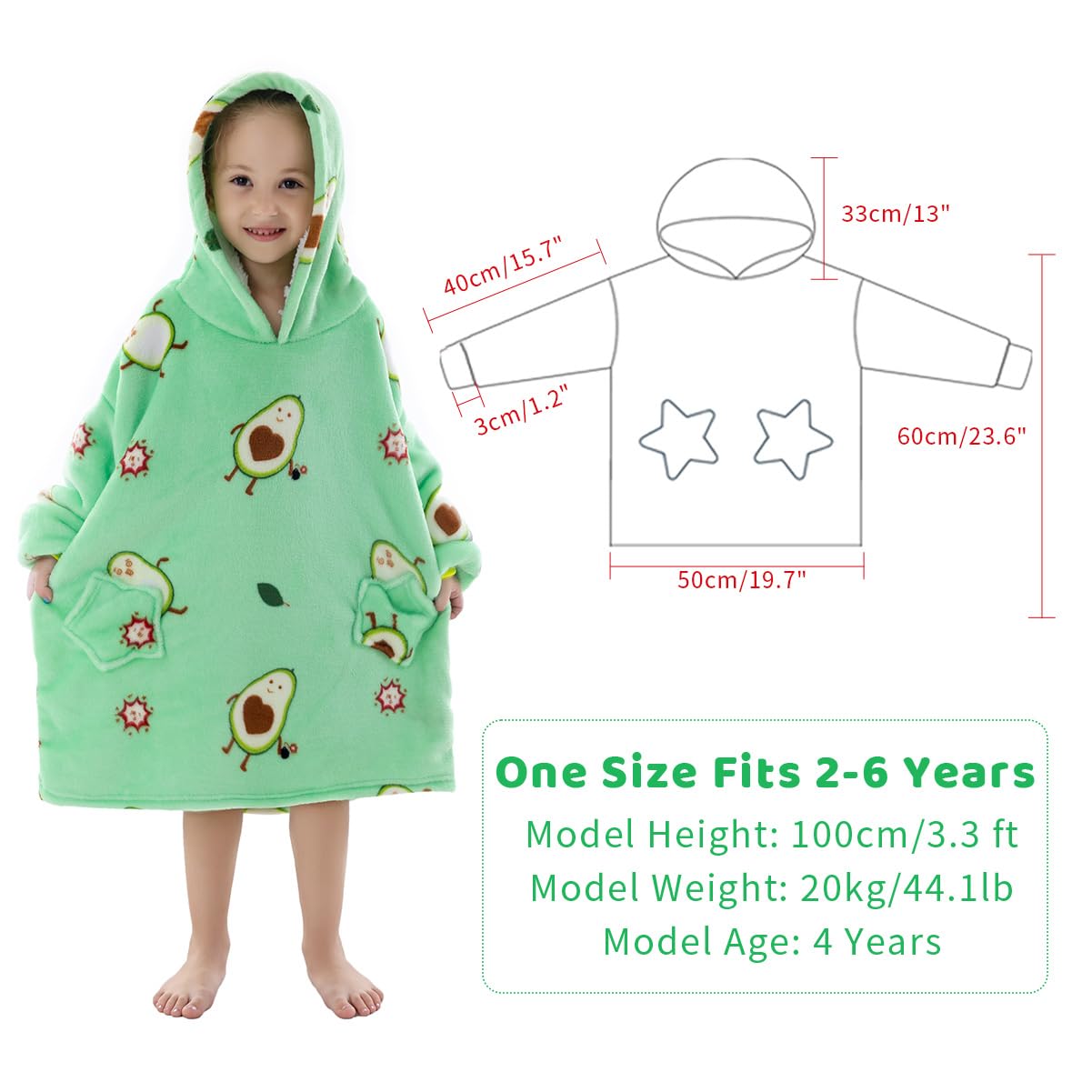 Wenlia Oversized Blanket Hoodie for Adult and Kids, Stylish Sherpa Hoodie Blanket Super Warm Sweatshirt One Size Fits All