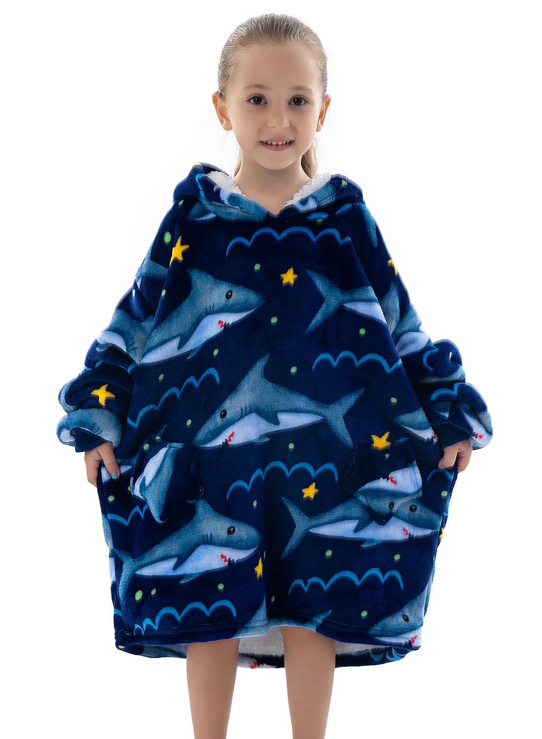 Wenlia Oversized Blanket Hoodie for Adult and Kids, Stylish Sherpa Hoodie Blanket Super Warm Sweatshirt One Size Fits All