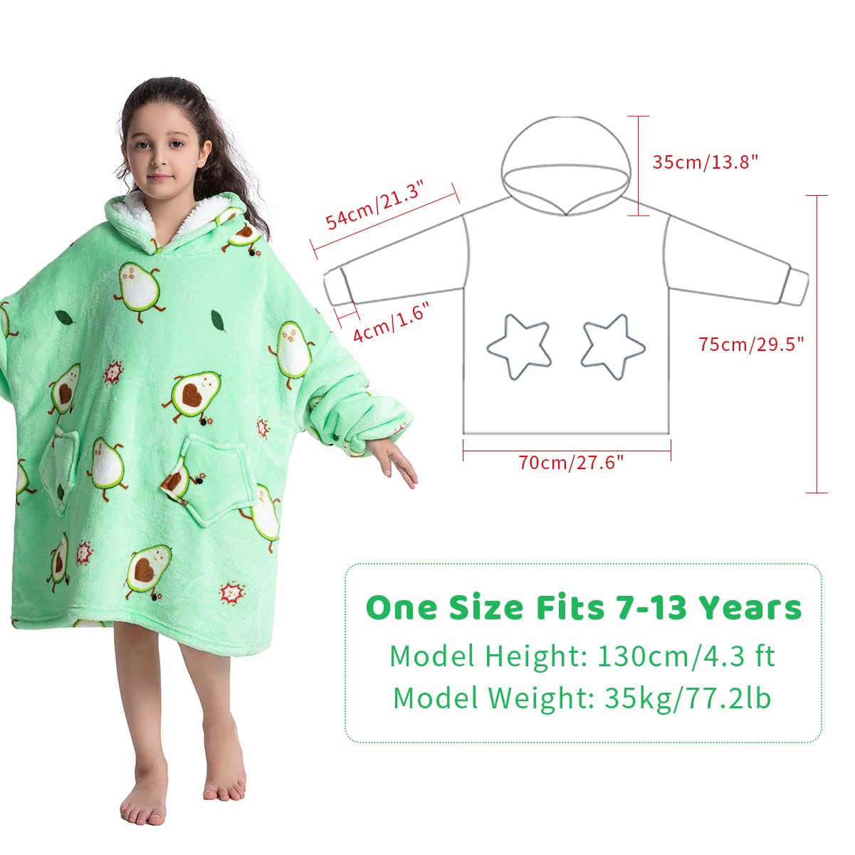 Wenlia Oversized Blanket Hoodie for Adult and Kids, Stylish Sherpa Hoodie Blanket Super Warm Sweatshirt One Size Fits All