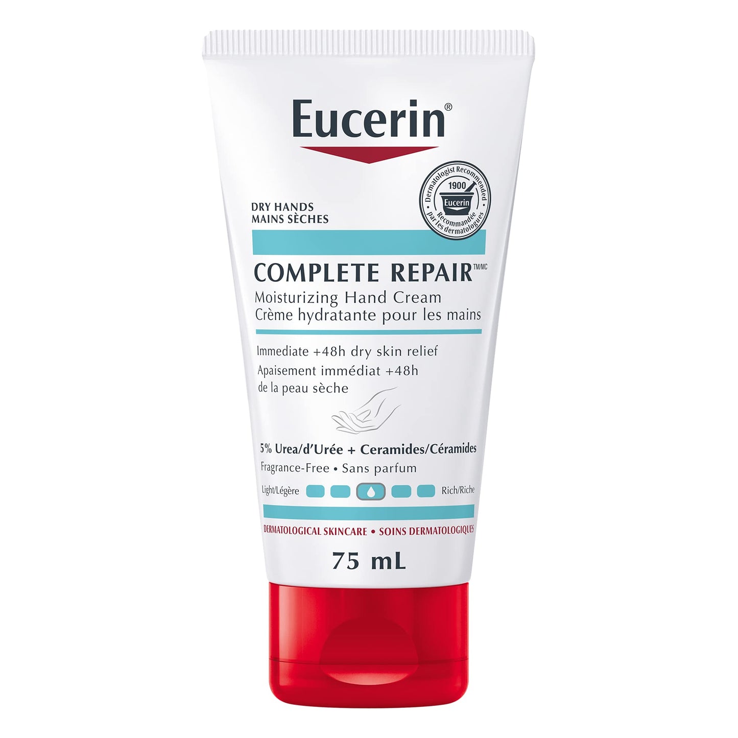 EUCERIN Complete Repair Moisturizing Lotion for Dry to Very Dry Skin, 5% Urea Lotion, Ceramide Lotion, Non Comedogenic and Non Greasy Body Lotion Fragrance Free, Dermatological Skin Care, 500mL