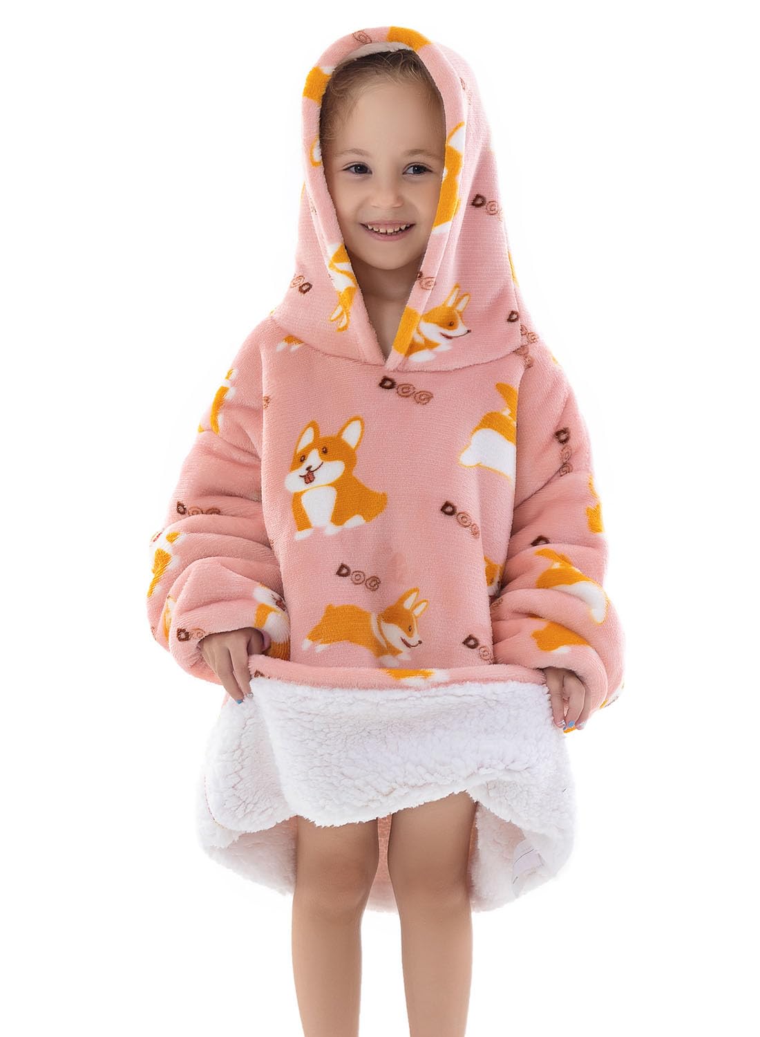 Wenlia Oversized Blanket Hoodie for Adult and Kids, Stylish Sherpa Hoodie Blanket Super Warm Sweatshirt One Size Fits All