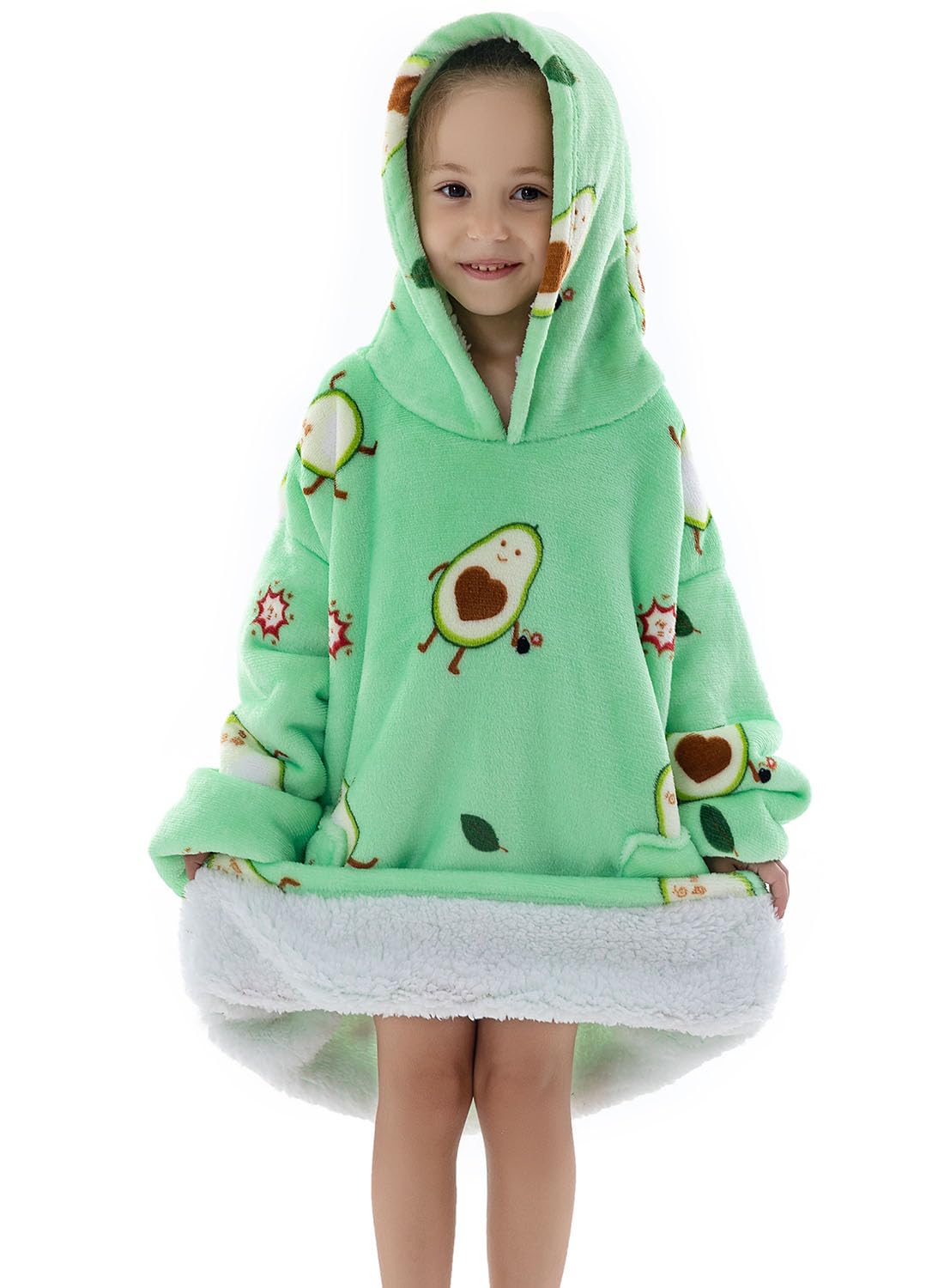 Wenlia Oversized Blanket Hoodie for Adult and Kids, Stylish Sherpa Hoodie Blanket Super Warm Sweatshirt One Size Fits All