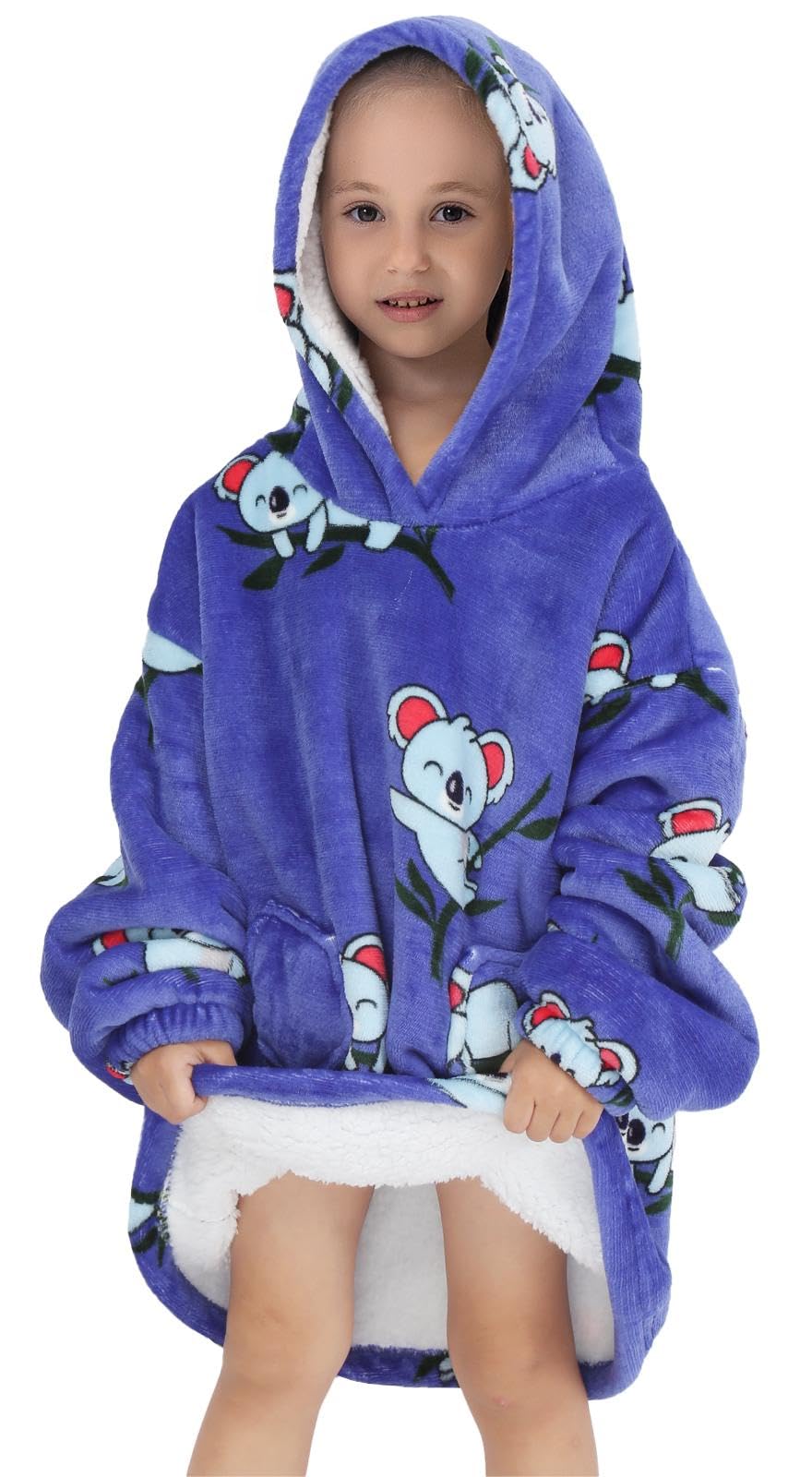 Wenlia Oversized Blanket Hoodie for Adult and Kids, Stylish Sherpa Hoodie Blanket Super Warm Sweatshirt One Size Fits All