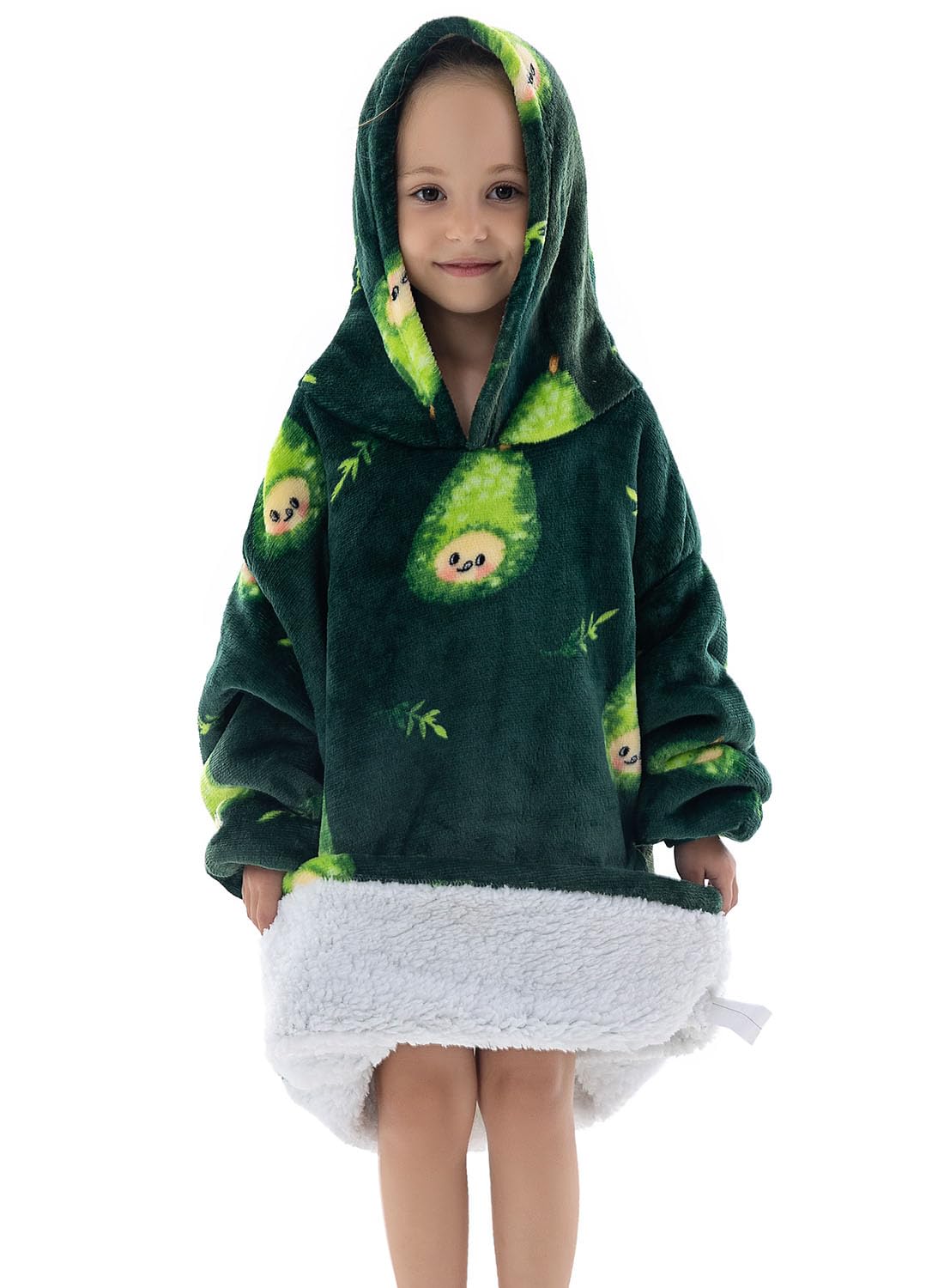 Wenlia Oversized Blanket Hoodie for Adult and Kids, Stylish Sherpa Hoodie Blanket Super Warm Sweatshirt One Size Fits All