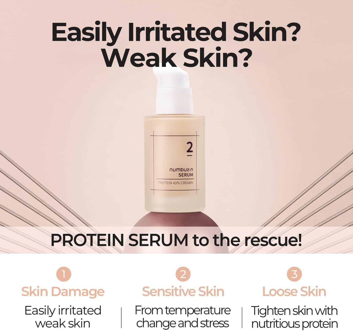 numbuzin No.2 Protein Creamy Serum 1.69fl oz/ 50ml | Ceramide, Cholesterol, Skin Barrier, Protein, Sensitive, Loose Skin