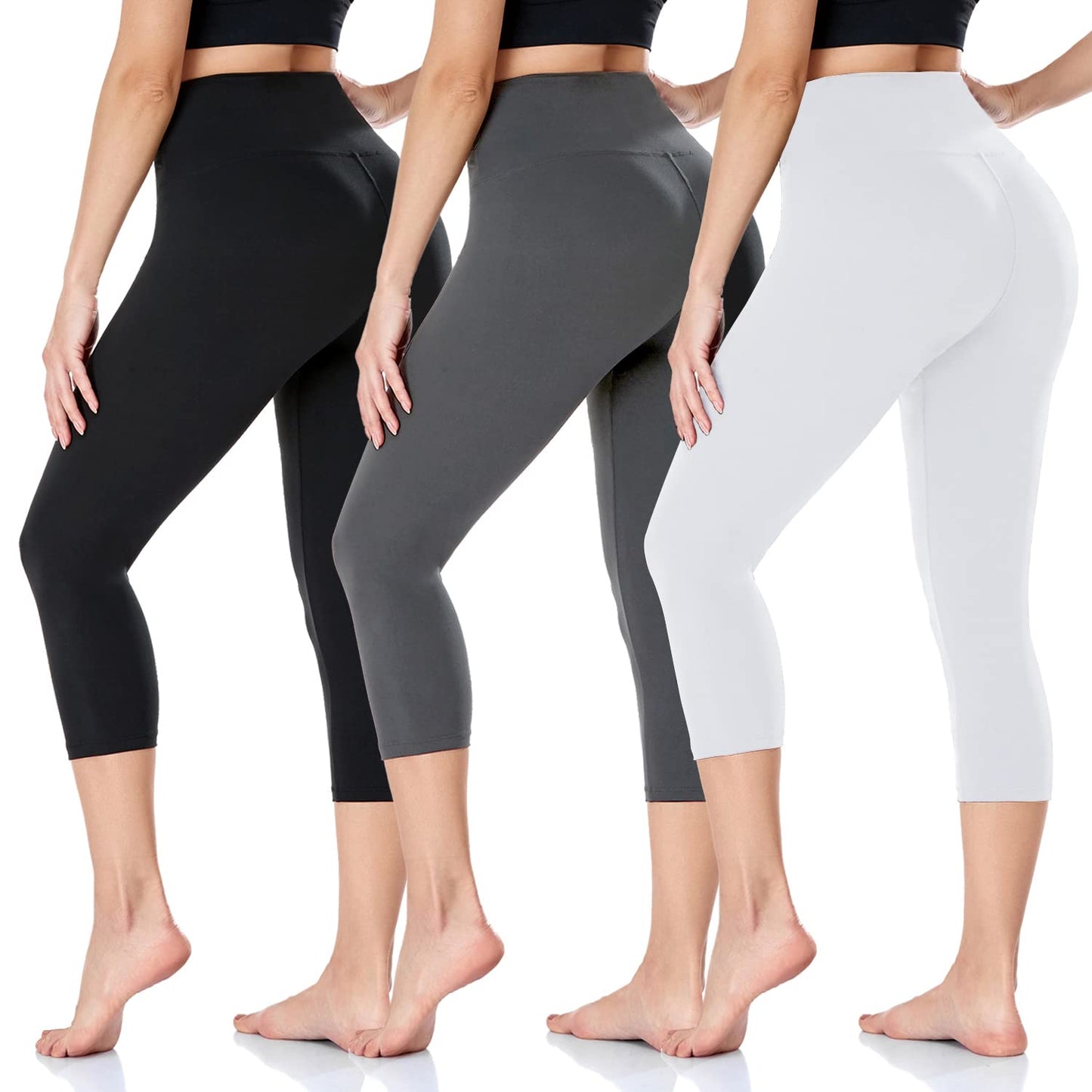 DHSO 3 Pack Leggings for Women, High Waist Tummy Control Yoga Pants Non See-Through Workout Running Tights