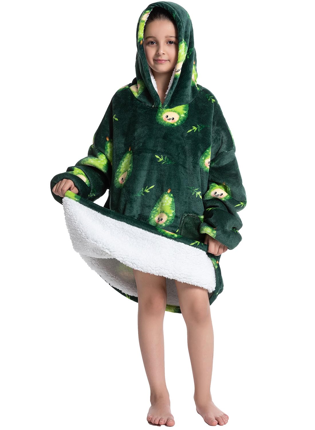 Wenlia Oversized Blanket Hoodie for Adult and Kids, Stylish Sherpa Hoodie Blanket Super Warm Sweatshirt One Size Fits All