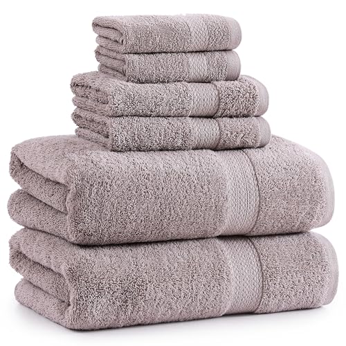 6 Piece Bath Towel Set - 100% Cotton Bathroom Towels, Extra Large Bath Towels, Hotel Towels, 2 Bath Towels Bathroom Sets, 2 Hand Towel for Bathroom, 2 Wash Cloths for Your Body and face - Rust