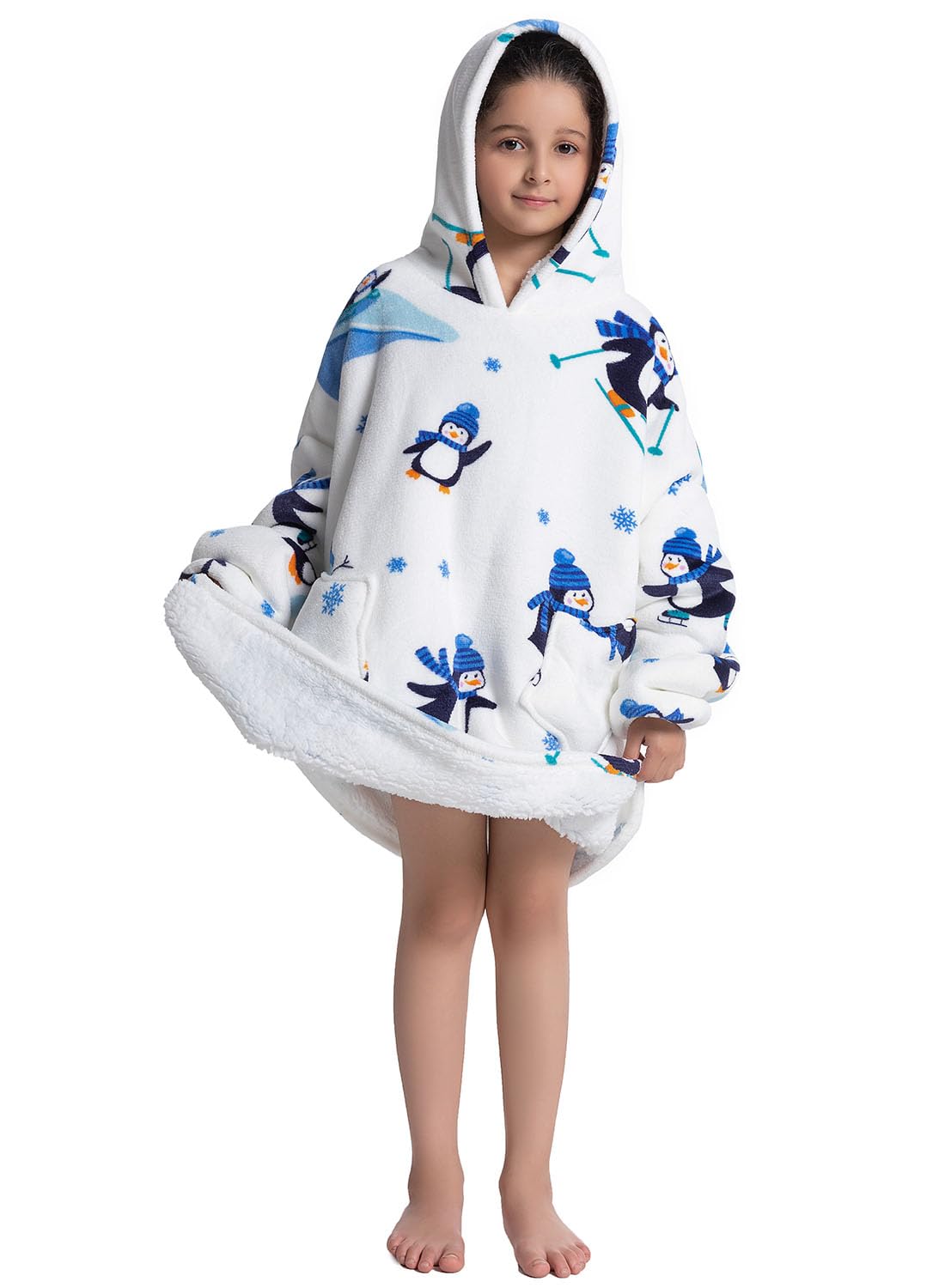 Wenlia Oversized Blanket Hoodie for Adult and Kids, Stylish Sherpa Hoodie Blanket Super Warm Sweatshirt One Size Fits All