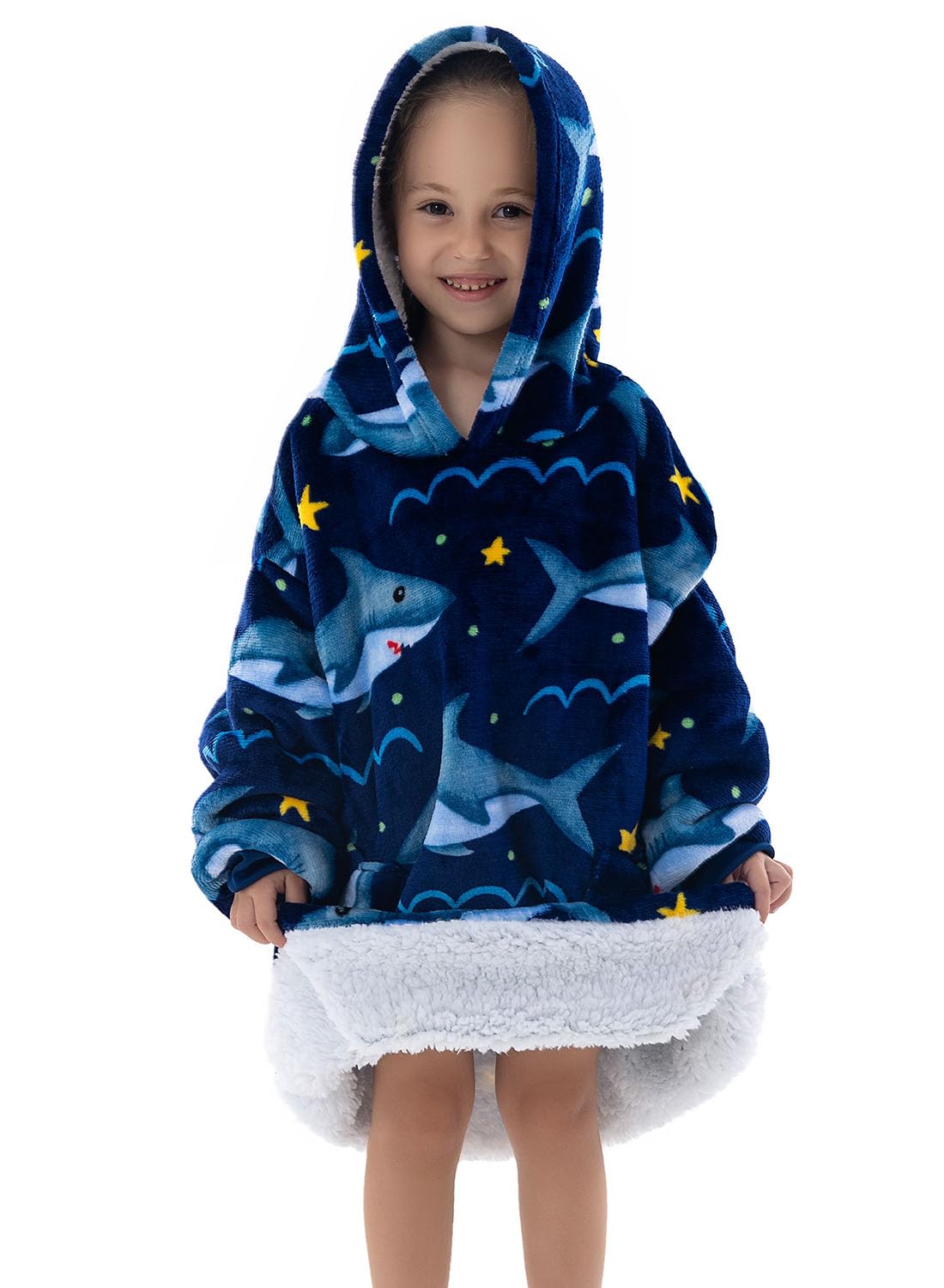 Wenlia Oversized Blanket Hoodie for Adult and Kids, Stylish Sherpa Hoodie Blanket Super Warm Sweatshirt One Size Fits All