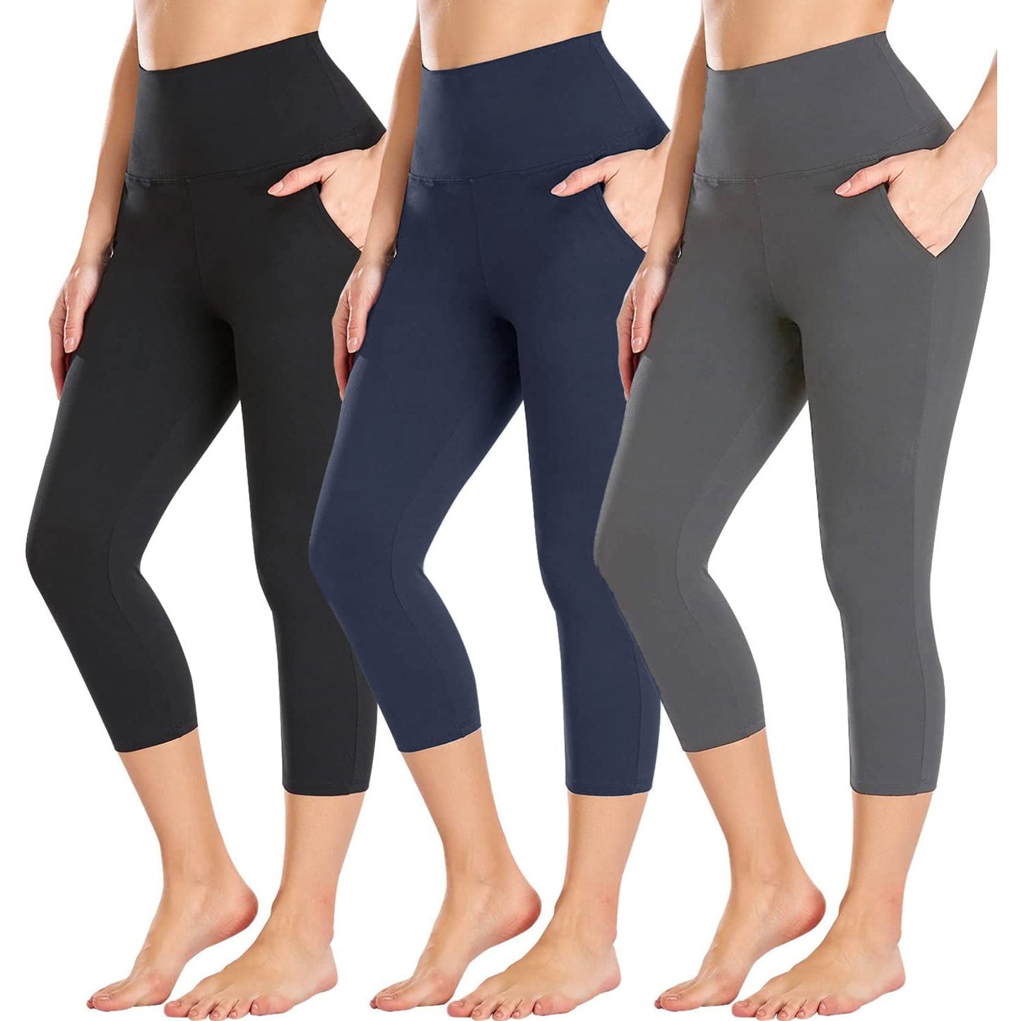 DHSO 3 Pack Leggings for Women, High Waist Tummy Control Yoga Pants Non See-Through Workout Running Tights