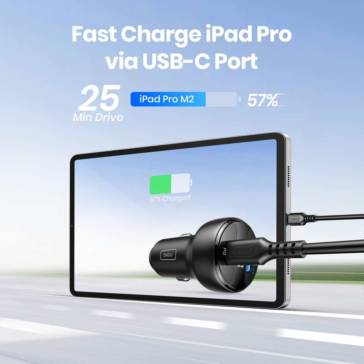 INIU Car Charger USB C, 66W Total Fast Charging Car Charger, All-Metal Mini 3A PD QC3.0 Dual Port [USB C+USB A] Car Adapter for iPhone 16 15 14 13 12 Pro Max iPad Samsung S21 S20 MacBook Airpods