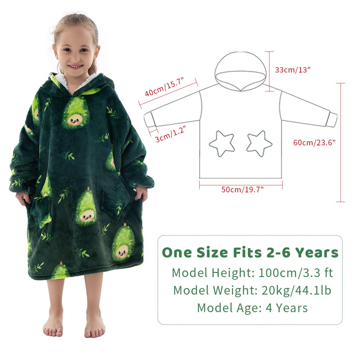 Wenlia Oversized Blanket Hoodie for Adult and Kids, Stylish Sherpa Hoodie Blanket Super Warm Sweatshirt One Size Fits All